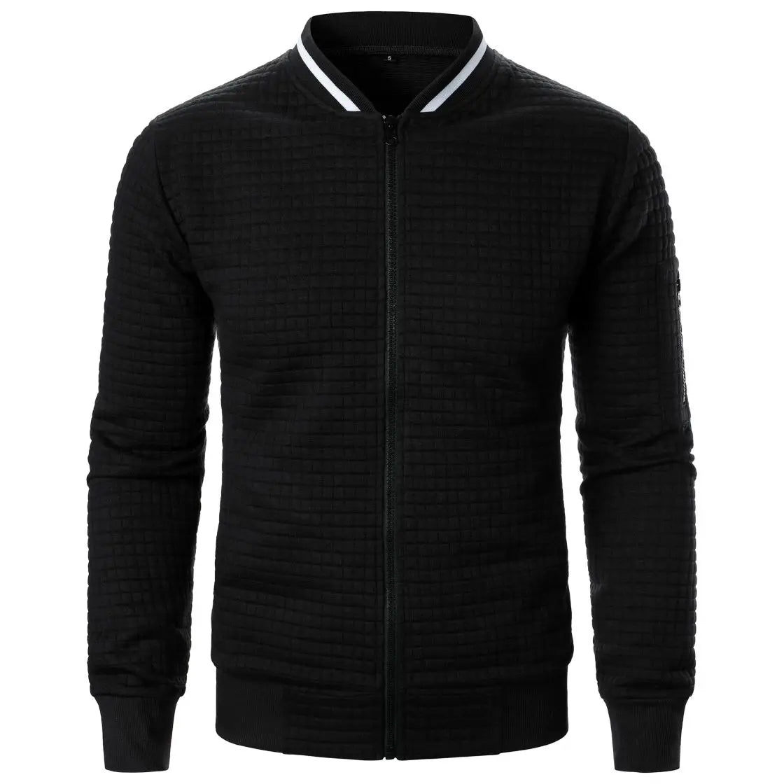Bangladesh China Oem Embroidery Printed Design  Men's Plaid Solid Color Men's Zipper Stand Collar Jacket