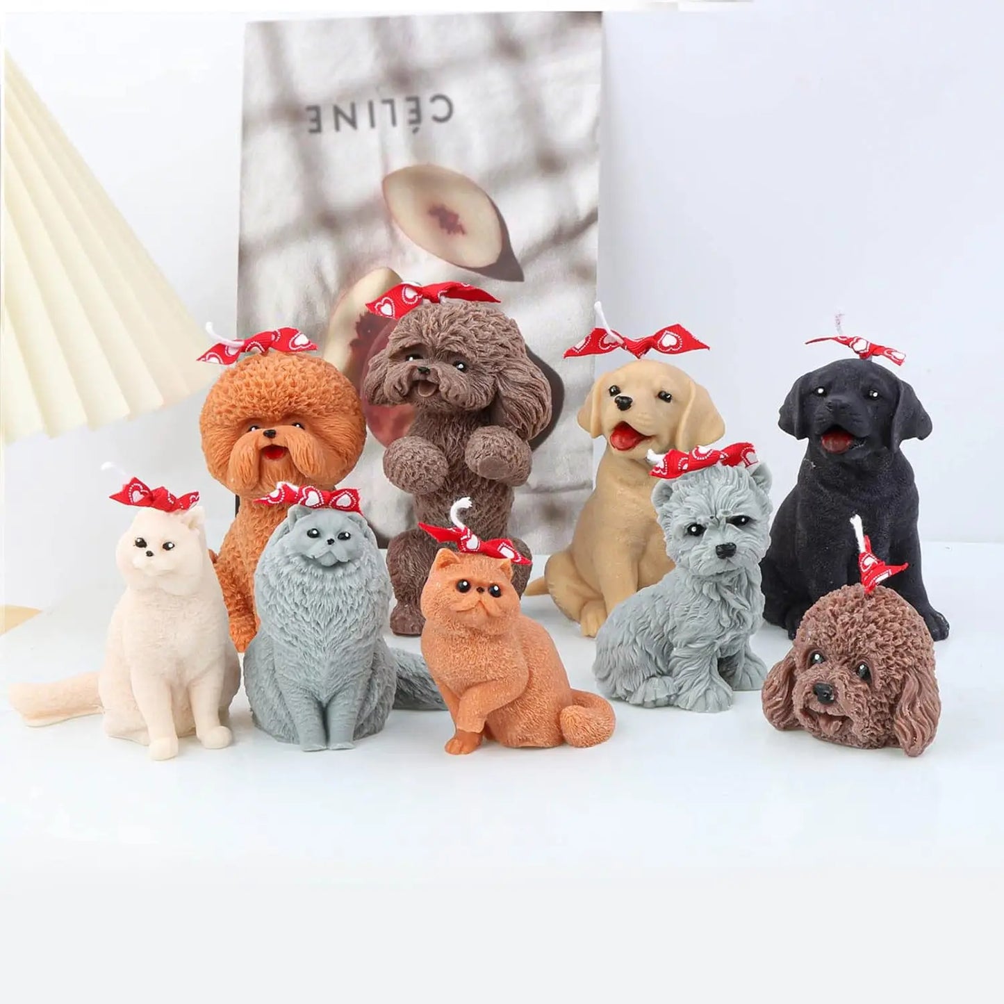 Grainrain 3D Candle Mold Dog Silicone Soap Mold Craft Soy Wax Epoxy Resin Mold Bichon Frise