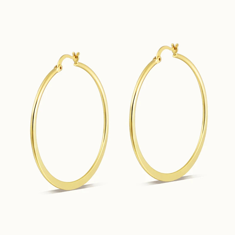 High Quality 18K Gold Plating Jewelry Shiny Gold Color Big Circle Earrings for Women Hoop Earrings Wholesale