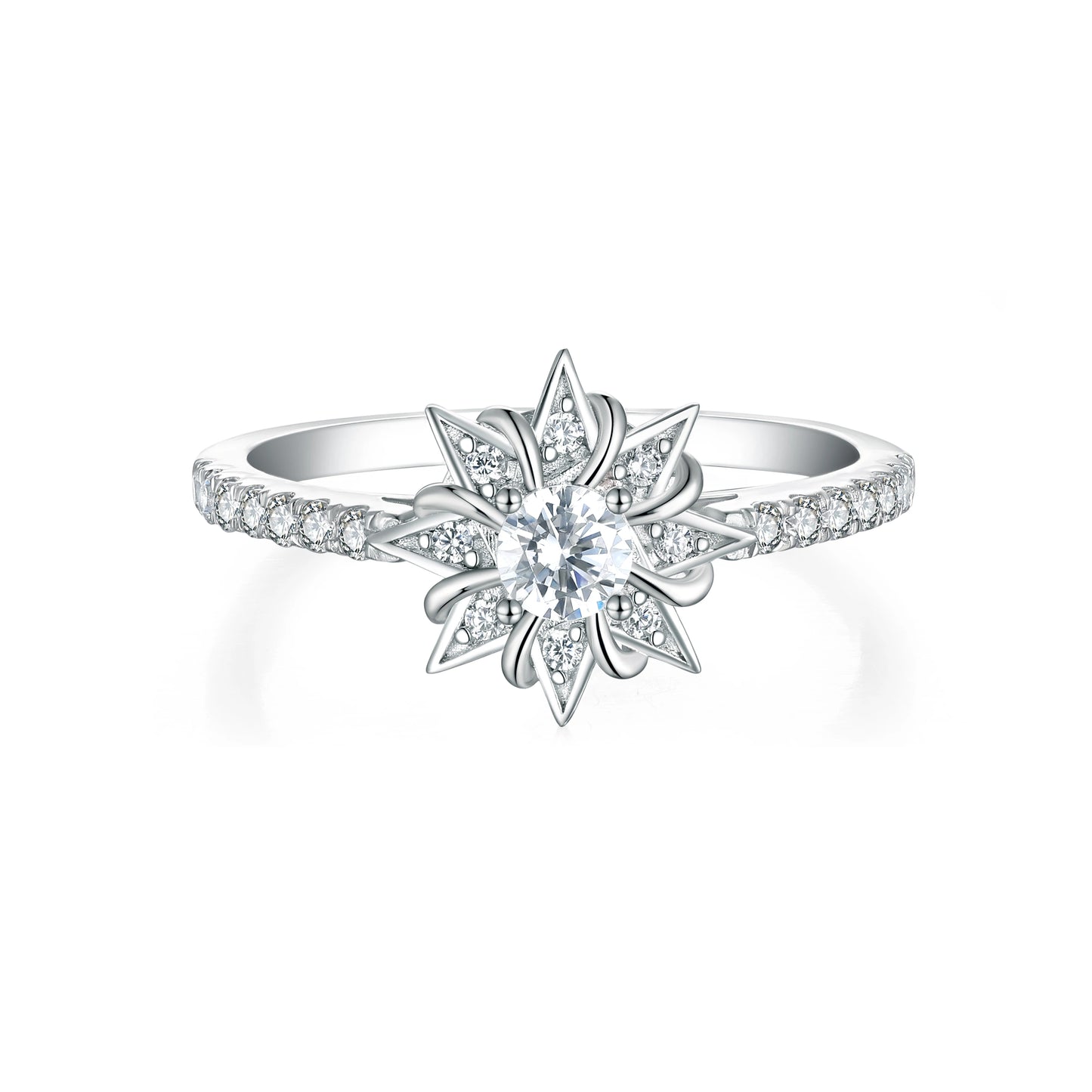 Sunstar Jewelry Manufacturer's Hot Sale 925 Sterling Silver Engagement Ring Prong Setting CZ Wedding Rings for Women and Men