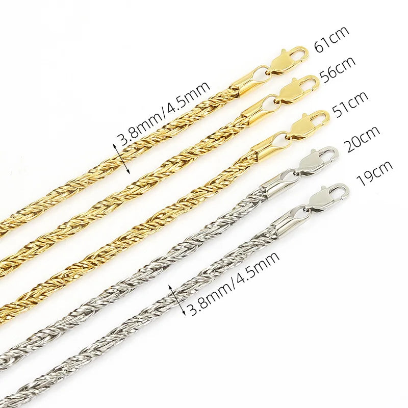 Light Luxury Titanium Steel Necklace Autumn/winter Sweater Chain Retro Accessory Choker Coarse Twist High Sense Bracelet