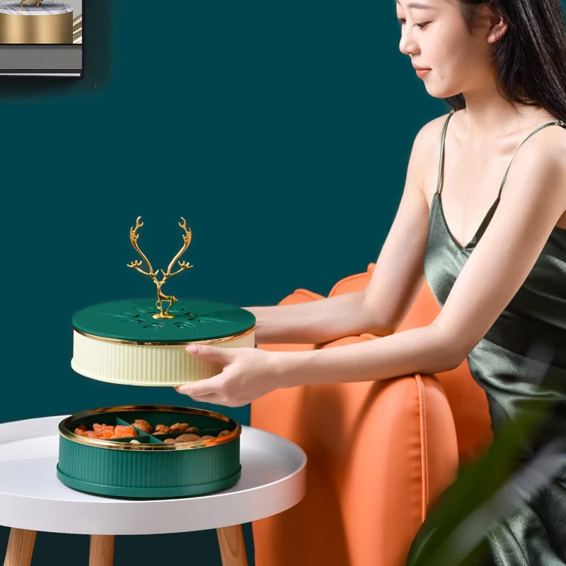 Innovative Dry Compote Snack Box for Nuts at Home Rotary Candy and Cookie Storage Tray in the Living Room