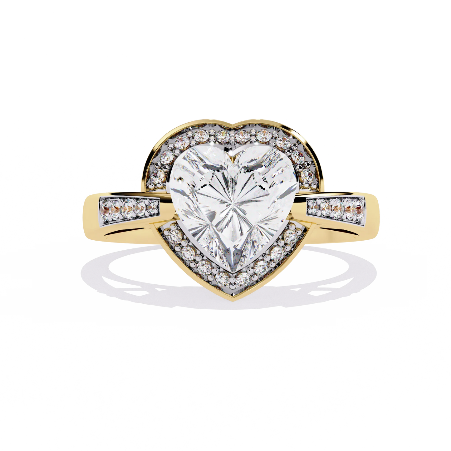 2.00 Carat Lab Grown Diamond Heart Cut Engagement Ring IGI Certified 14K Gold Rhodium Plated Sheeraj Solitaire Women's Factory