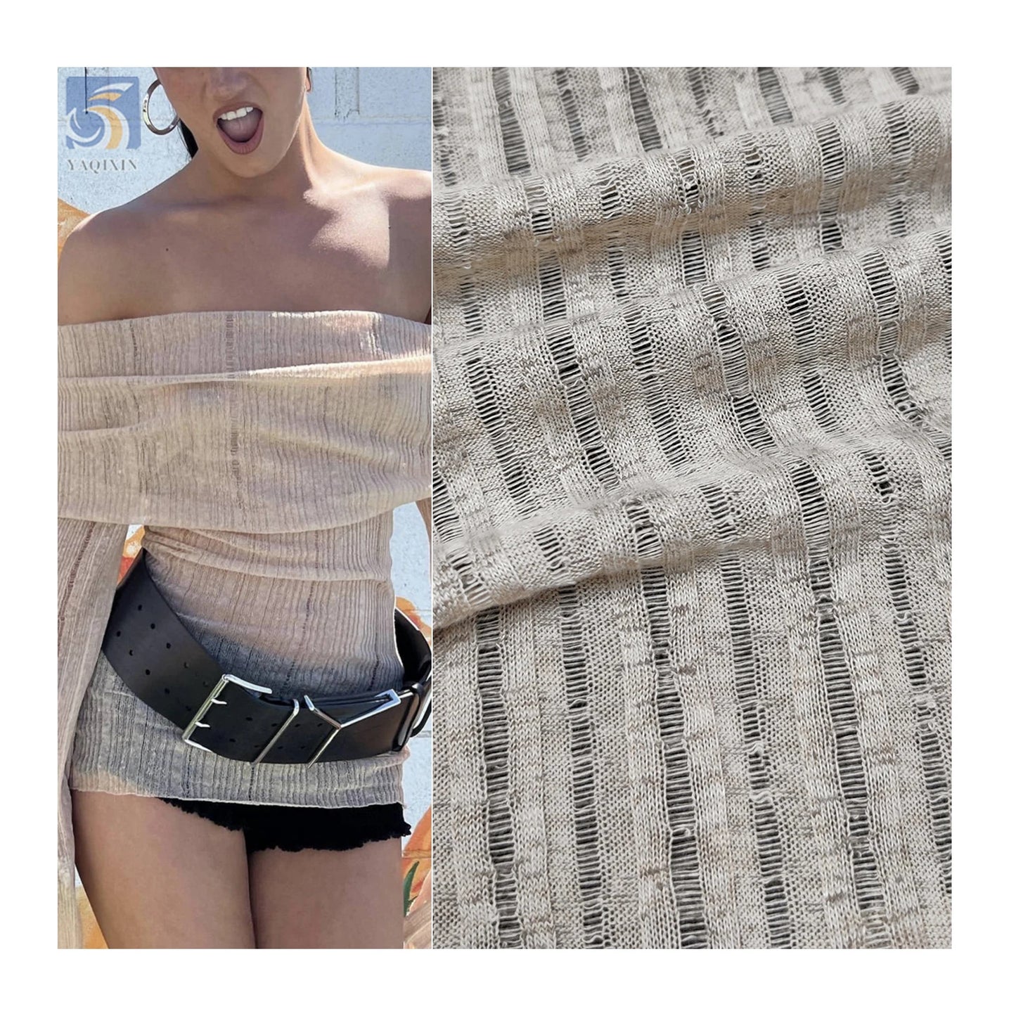 YX134 New Arrival Summer Polyester Women's Shirt Fabric 25% Rayon/75% Polyester Striped Knitted Fabric