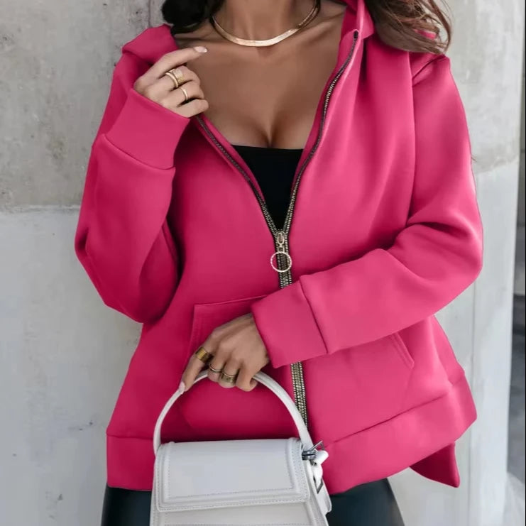 2025 Autumn/Winter Casual Trendy and Fashionable Fleece Women's Cardigan: Hooded Loose-fit Coat