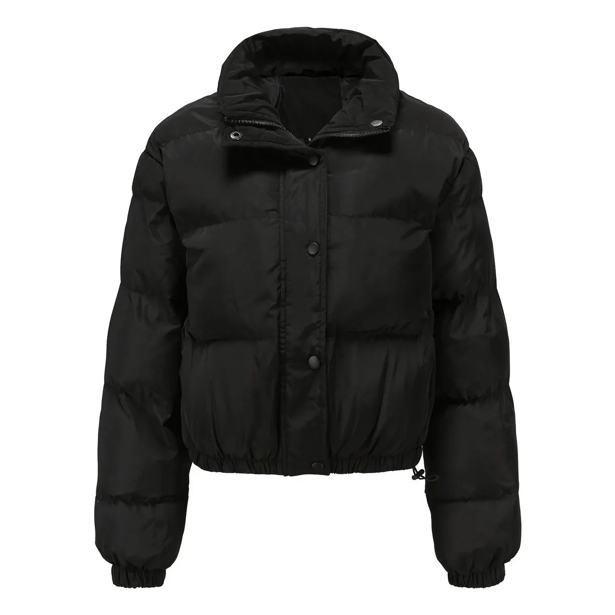 Autumn & Winter Women's Short-Style Cotton Padded Jacket - Long Sleeve High Collar Warm Outerwear Loose & Casual Cotton Coat