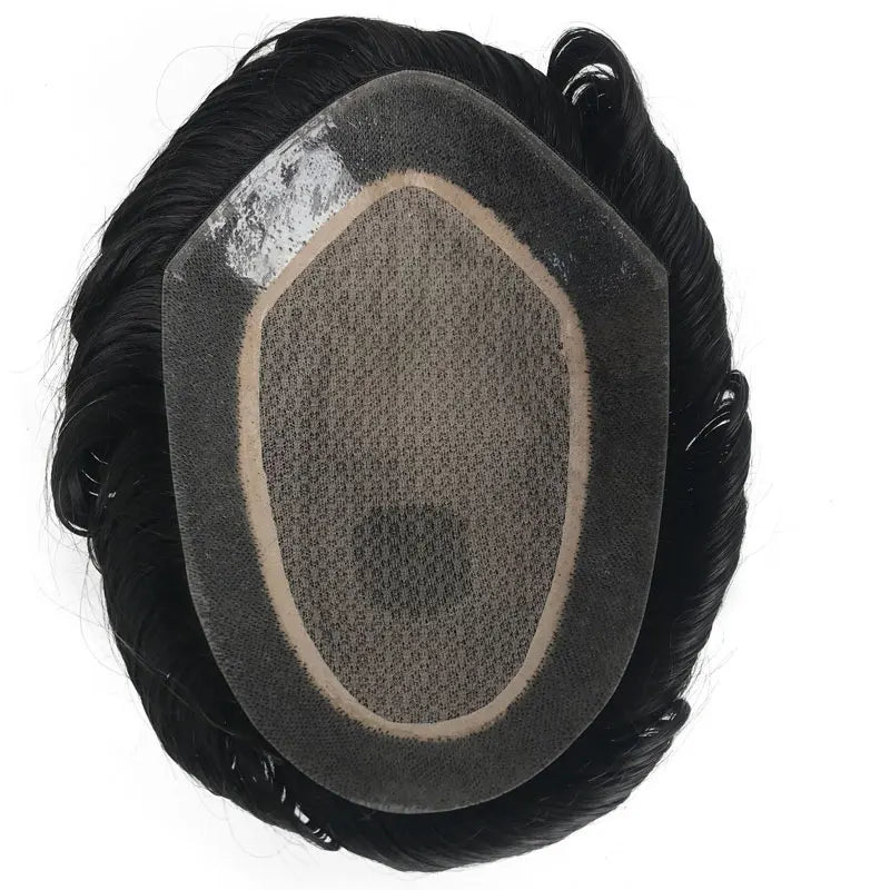 Silk Top Base PU Skin Around Natural Human Hair Hidden Knots Base Men Toupee Hair Piece With Ready for Delivery