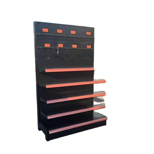 Q235 New Cold Rolled Steel Single-Sided Supermarket Gondola Rack Heavy Duty Metallic Shelves