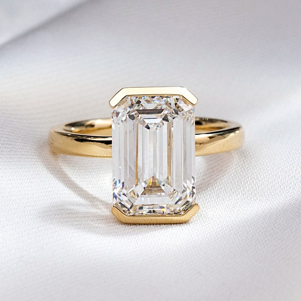 Fine Jewelry Emerald Cut 5CT D VS1 Lab Grown Diamond Ring Luxury Engagement Ring with 14K Gold for Bridal Jewelry-MSR-1879