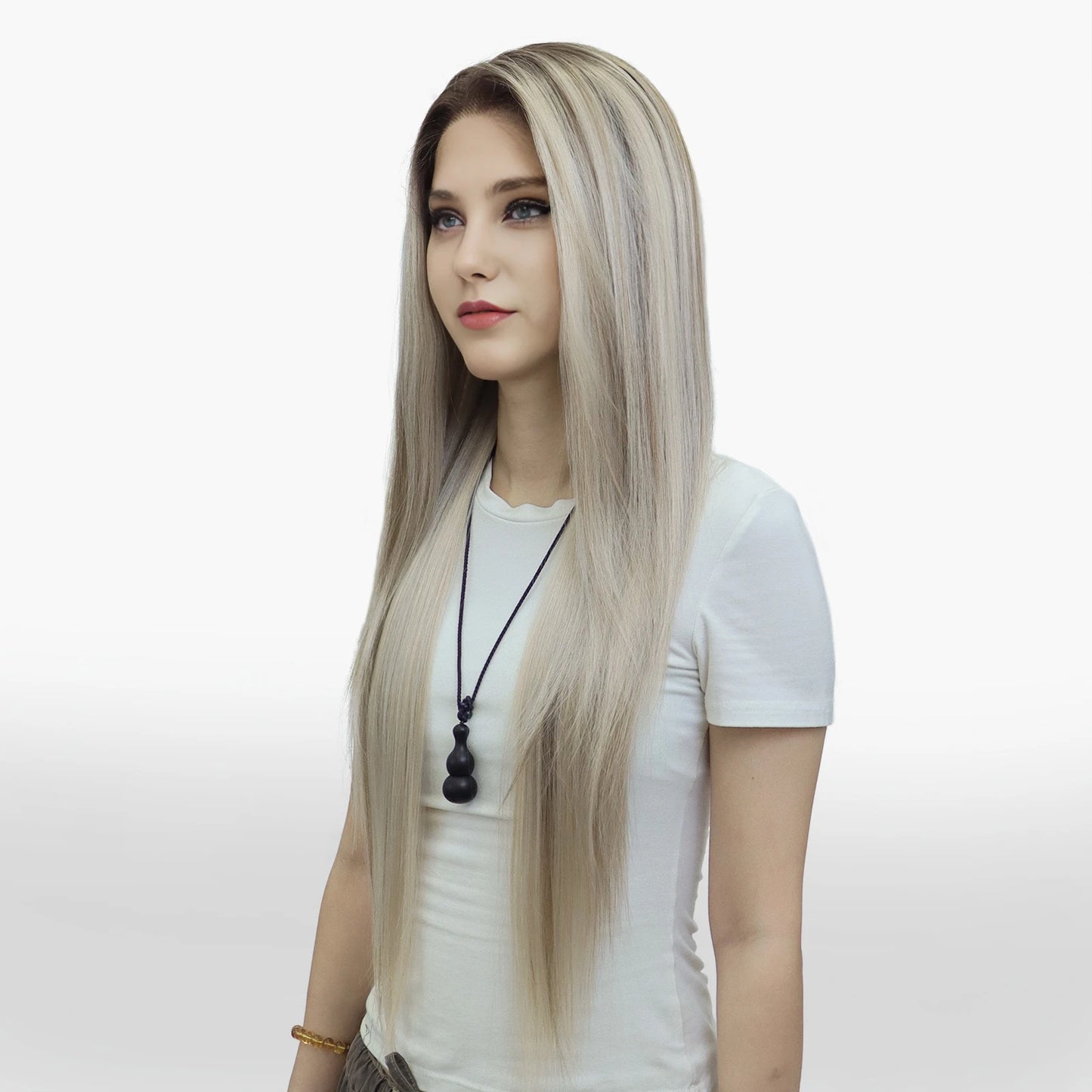 Wholesale Platinum Cool Blond 9*6 Wig Pre-Plucked Heat Resistant Premium Fiber Futura Synthetic Hair Lace Front Wigs