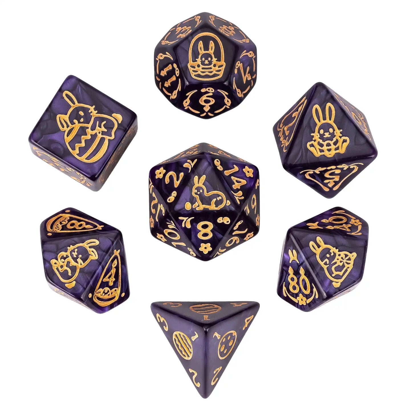 For Acrylic Rabbit Pattern RPG Gaming Dice Set 1pc Polyhedral Durable Dice for DND & Tabletop Games