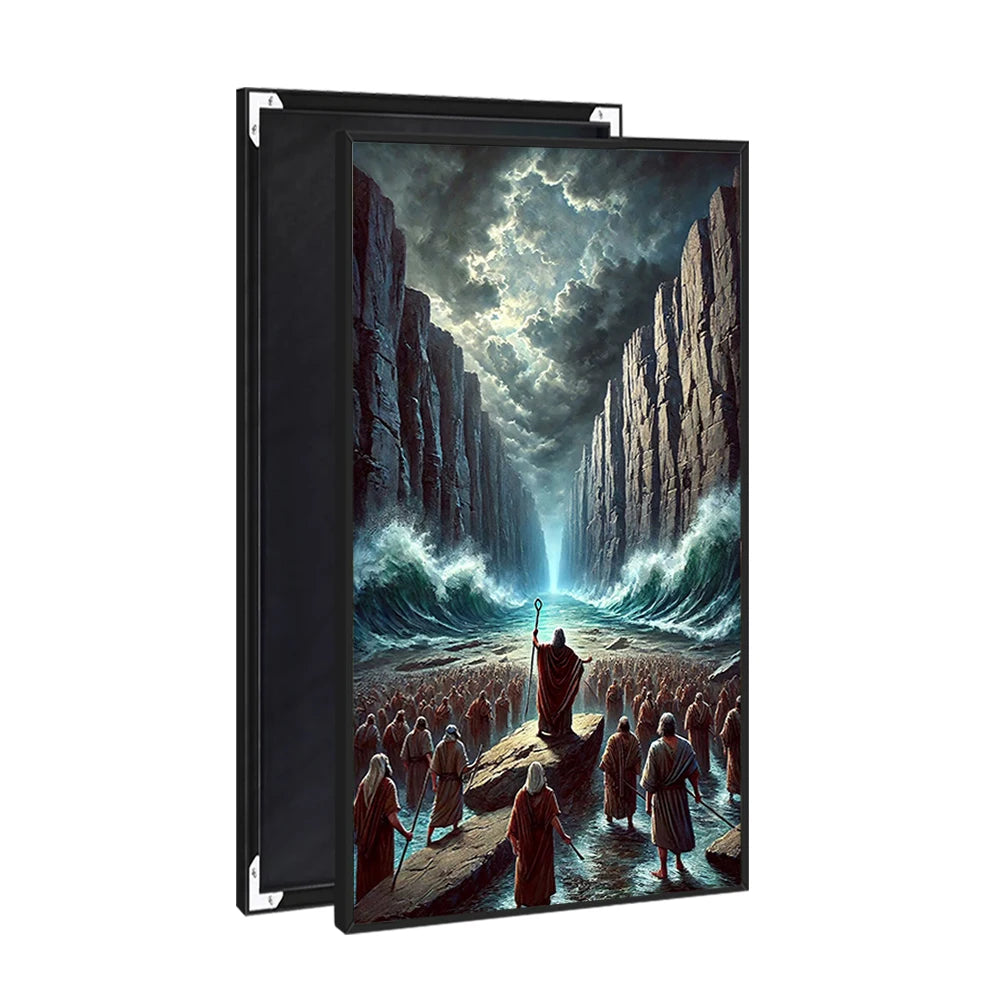 Large Size Moses Leaving Red Sea Glossy Glass & Crystal Print Art Deco Home Decoration Vertical Wall Art Decor Hanging Poster