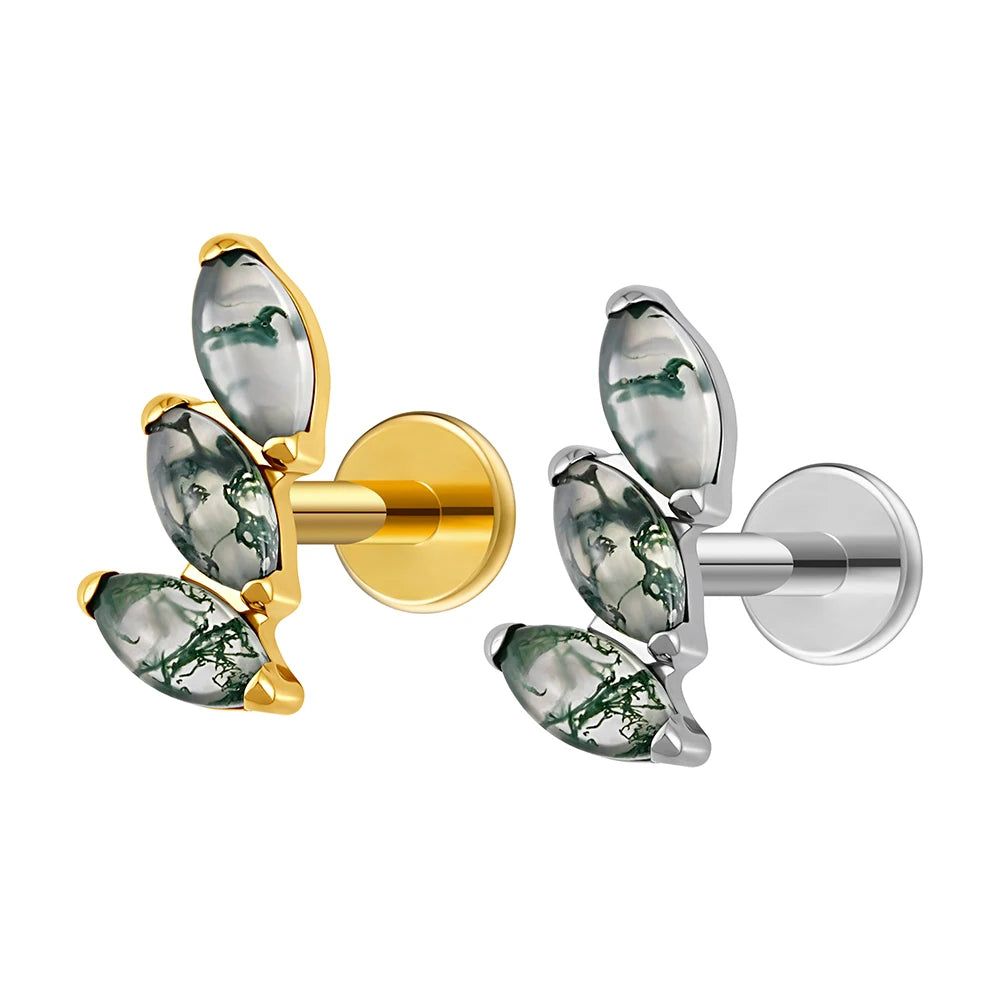Fine Gift Jewelry Tragus Hypoallergenic Internal Thread Female Piercing Titanium 16G Pvd Gold Plated Flat Base Labret Stud