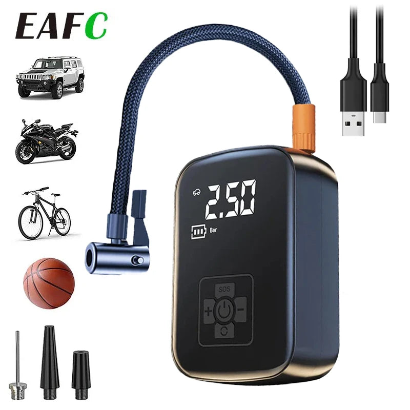 EAFC-compresor de aire inalámbrico para coche, bomba de aire eléctrica, inflador de neumáticos para motocicleta, bicicl…