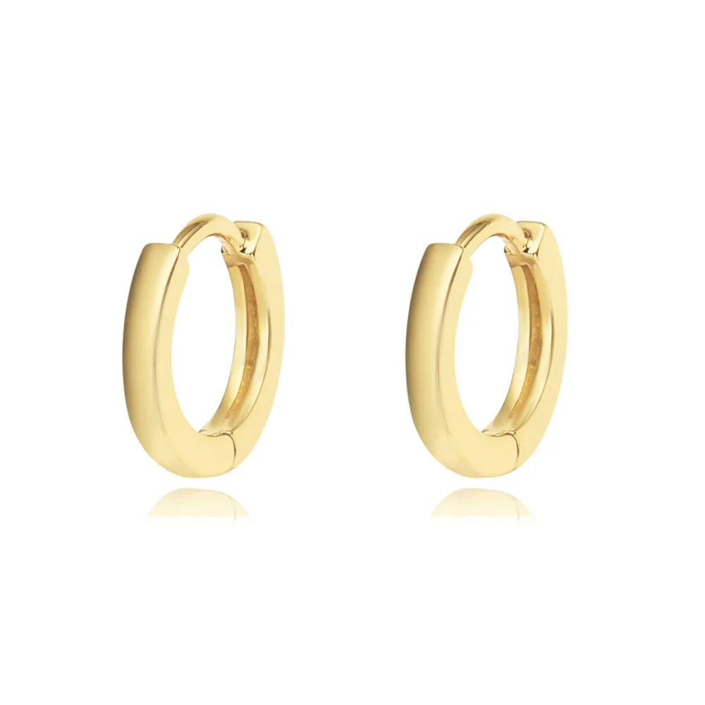 For Men 18K Gold Plated Simple Geometric Hoop Earrings Unisex 925 Sterling Silver High End Polished Trendy Wedding Party