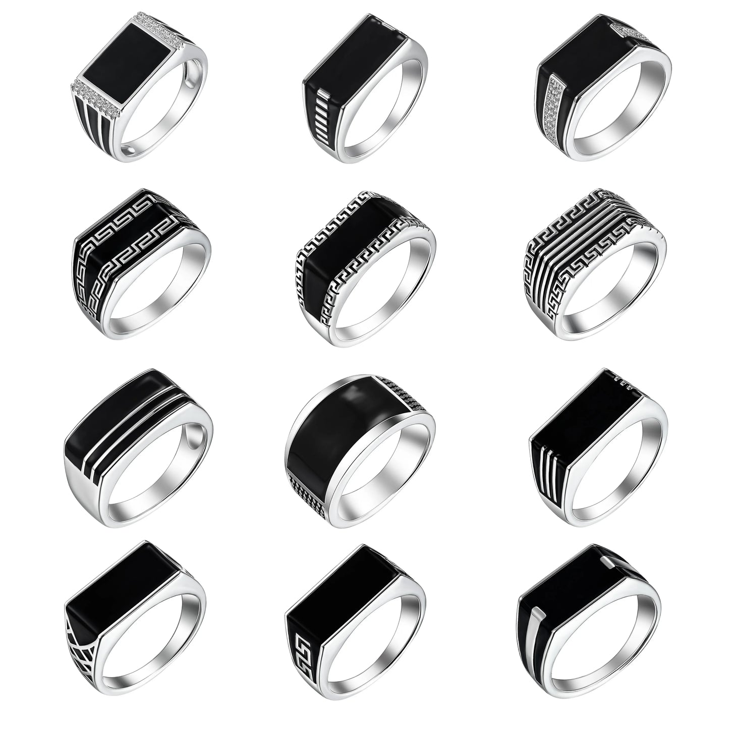 Best Selling  Real 925 Sterling Silver Men Ring with Black Enamel Simple Silver Ring Men Jewelry  Finger Ring for Men