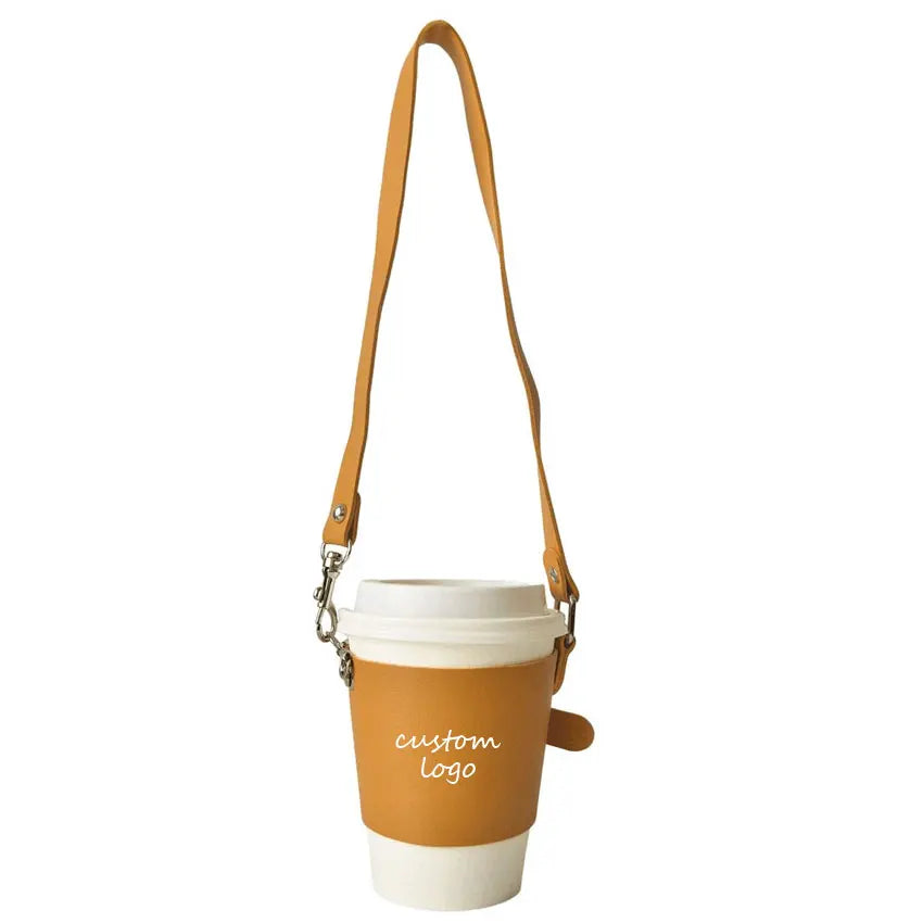Wholesale Custom logo Printed Standard Genuine or PU Leather Coffee Cup Bag