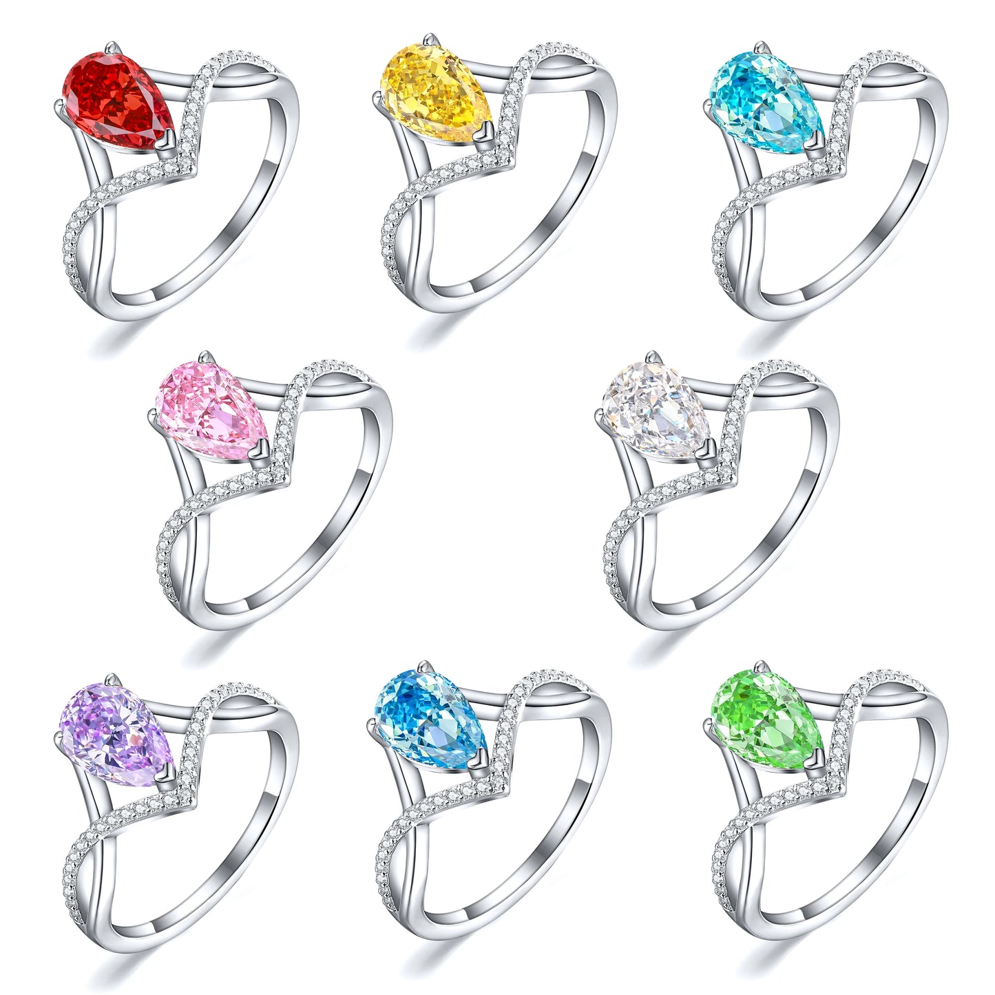 925 Sterling Silver Fine Jewellery Ring Customizable 8A Cubic Zirconia Rhodium Plated for Wedding Party Durable Non-Tarnish
