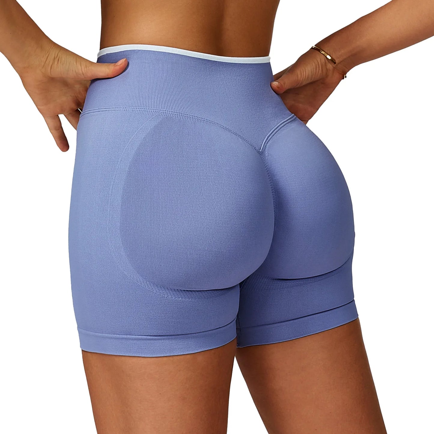 GC  Seamless Yoga Shorts for Women Contrast Color Hemming High Waist Skinny Shorts Sports Running Fitness Shorts YG299