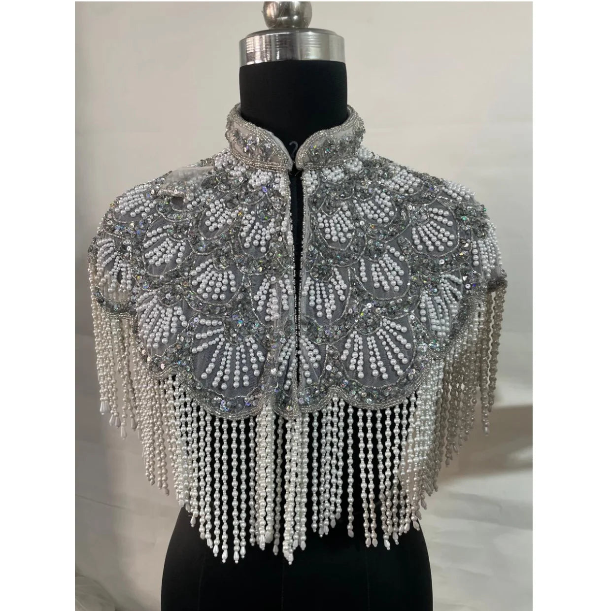 Custom made Designer Hand-Beaded Cape with Collar-Luxury Evening & Red-Carpet Style suitable for boutique clients and resellers