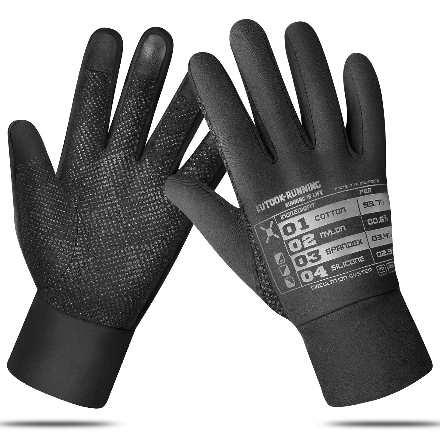 KUTOOK Brand Men Women Winter Running Sports Cycling Gloves Outdoor Touch Screen Mittens Thicken Hiking Windproof Gloves