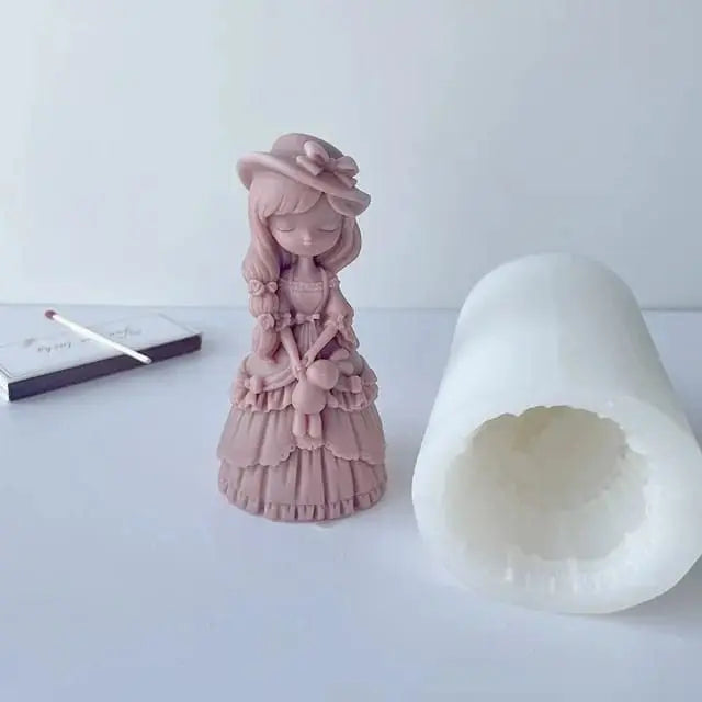 Little Girls Doll Candle Silicone Mold DIY Cute Princess W/Dress Mould Princess Candle  Resin