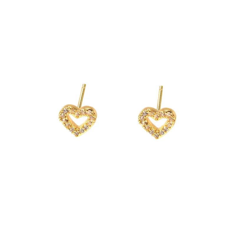 Foxi Wholesale Fashion Simple Design Jewelry 18K Gold Cute Mini Small Heart Stud Earrings for Women