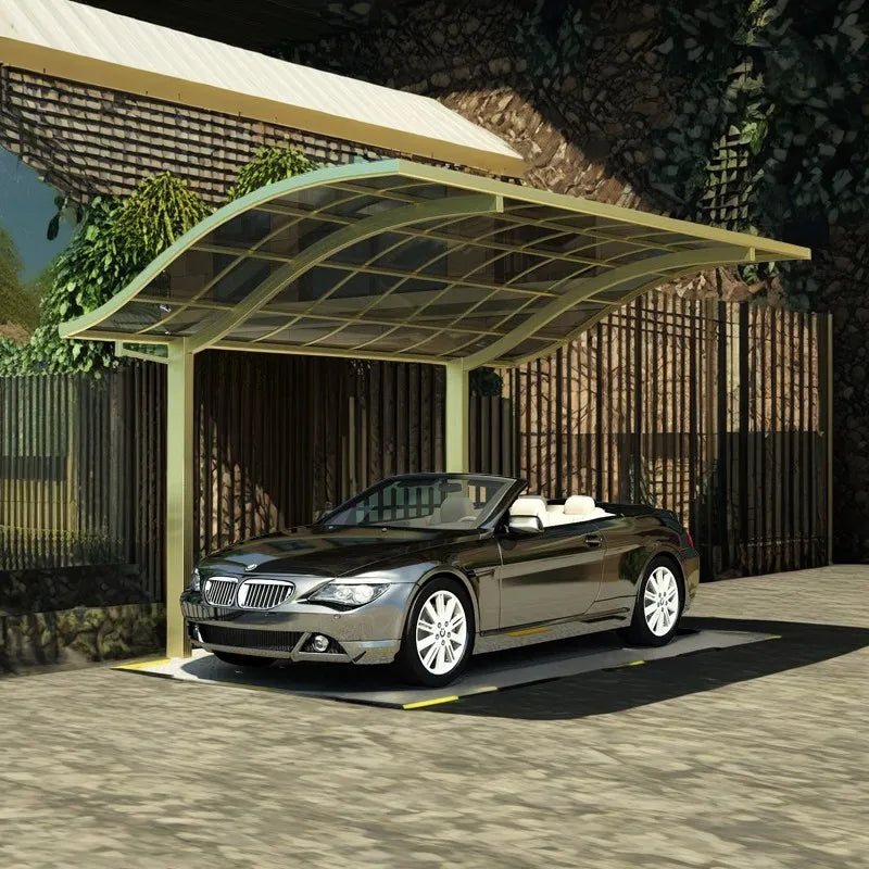 Aluminum Outdoor Waterproof Carport Polycarbonate Arched Roof Car Shelter Modern Design Garages S Shape Carport