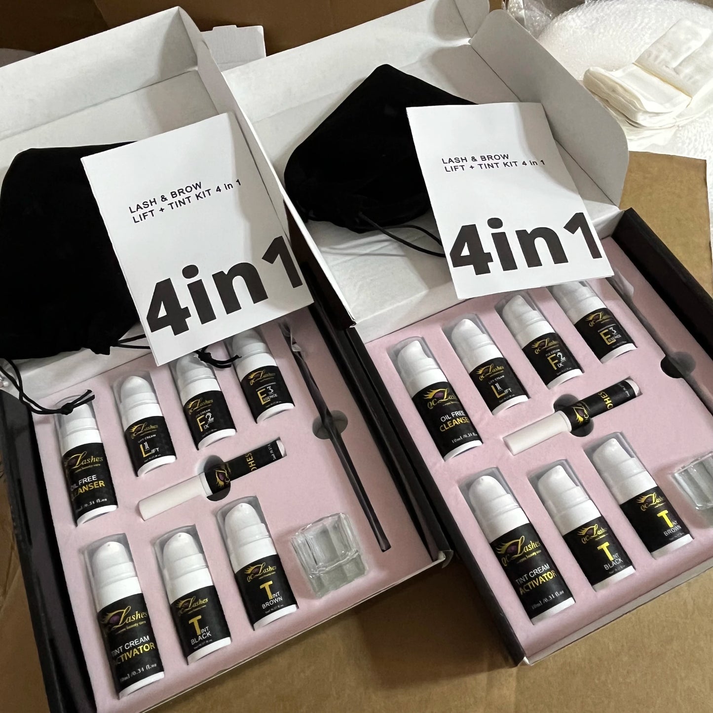 Professional Vegan Beauty Therapy Kits 4-in-1 Lash Perm Brows Tint Dye Henna Liquid Aftercare for Lash Lift Brow Lamination