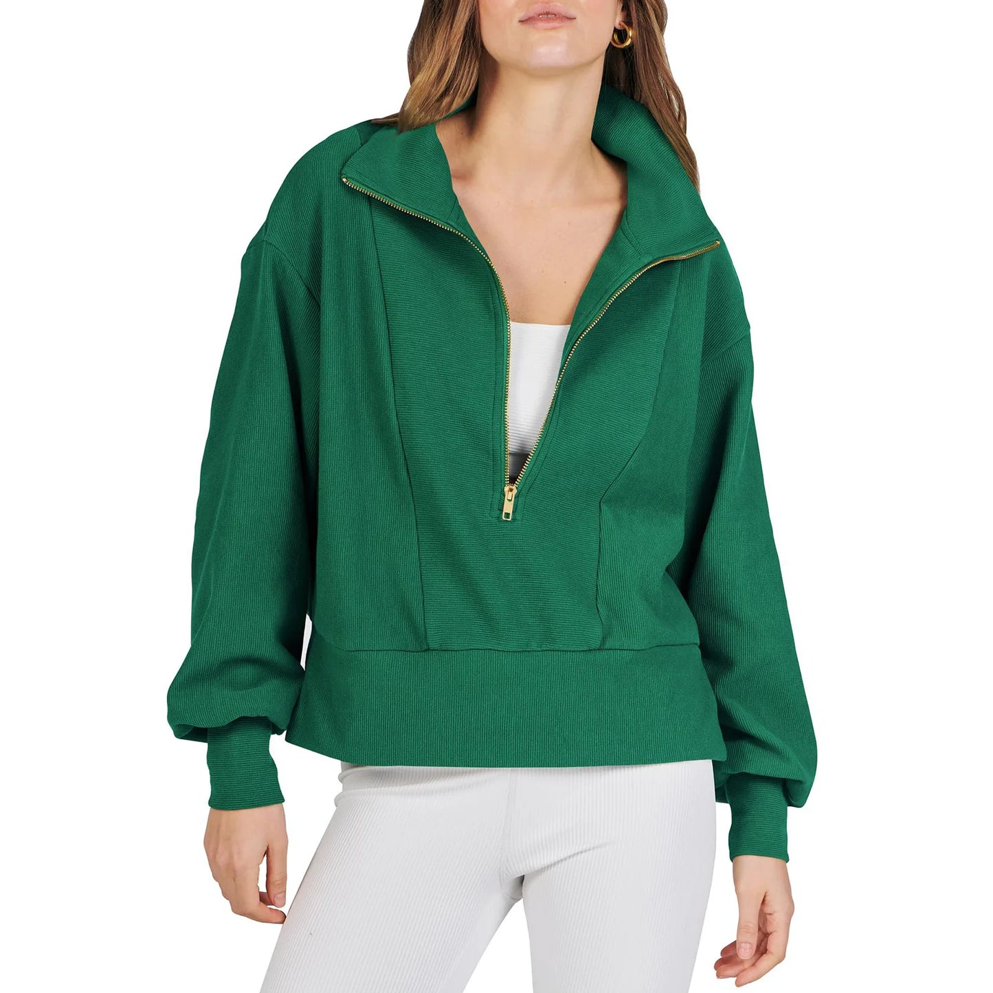 2025 Autumn/Winter New Style Casual Top: Women's Half-Zip Pullover Long-Sleeve Sports Sweater Hoodie