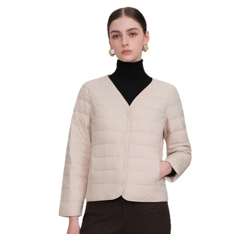 2026 New Women's Ultra-Light V-Neck Short Down Jacket Wholesale Direct From Factory