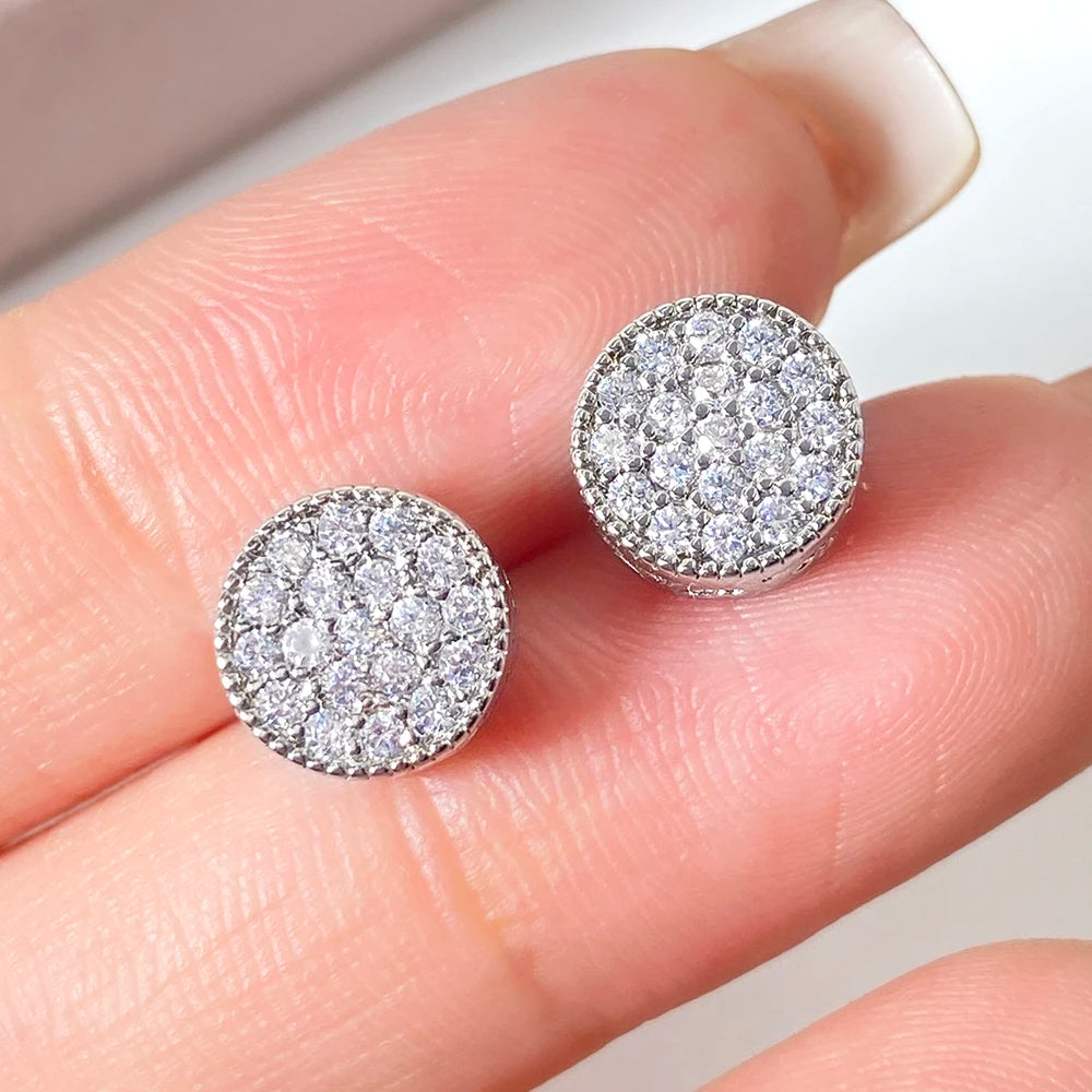 Foxi Bling CZ Cubic Zirconia Earrings for Women Trendy Gold Plated Anti-allergy Geometric Stud Earrings