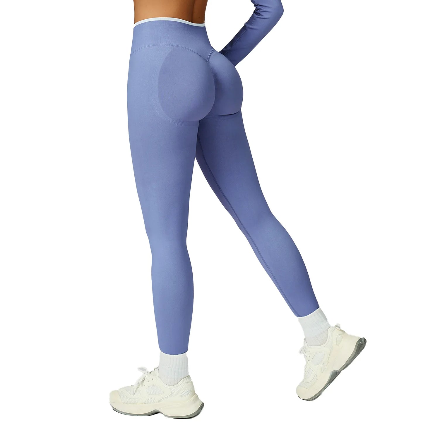GC New Seamless Leggings for Women Yoga Trousers Contrast Color Hemmed High Waist Slim Sports Running Fitness Yoga Pants