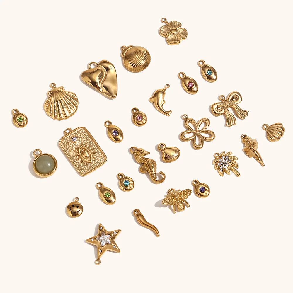 DIY Fashion Jewelry Accessories 14K Gold Plated Waterproof Stainless Steel Fashion Pendants & Charms for Necklace Wholesale