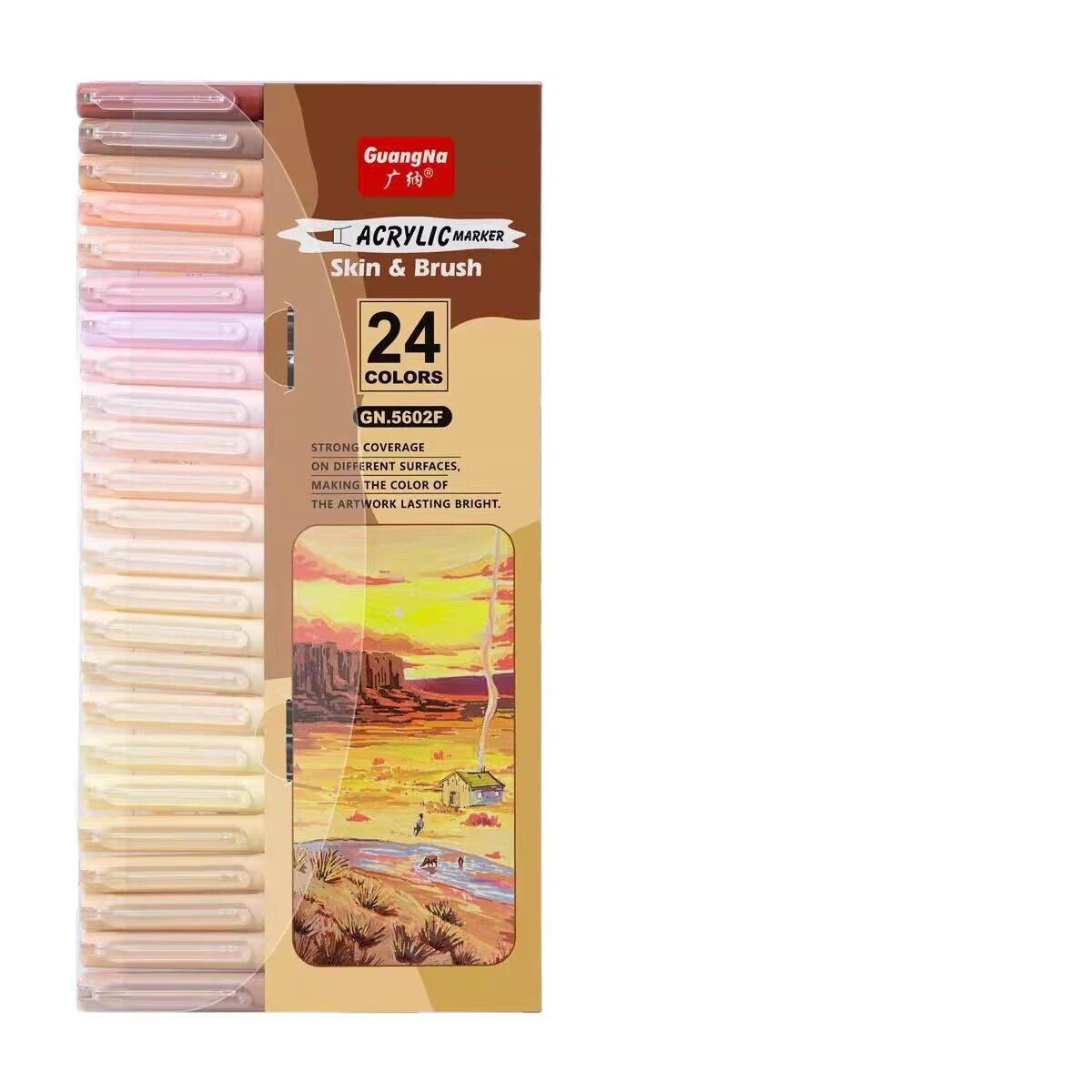 Guangna GN5602F 12/24 Skin Colour Set Brush Tip Acrylic Color Marker Pens Art Supplies Markers  Pen Set