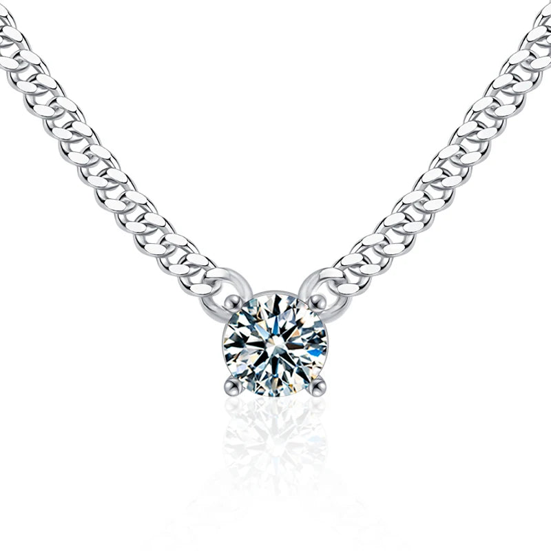 XMZ062 Hip Hop Style Luxury Cuban Chain 1 Carat Moissanite Pendant Necklace for Women 925 Sterling Silver  Fine Jewelry Gift