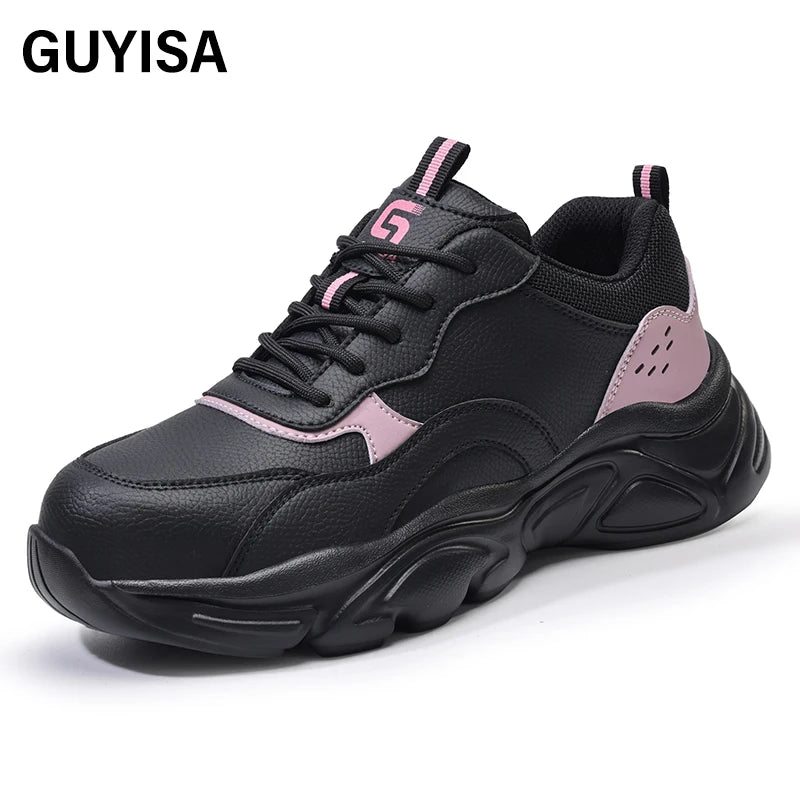 GUYISA PINK Color  Sports Collection Safety Shoes for Women  Anti-puncture  Safety Shoes