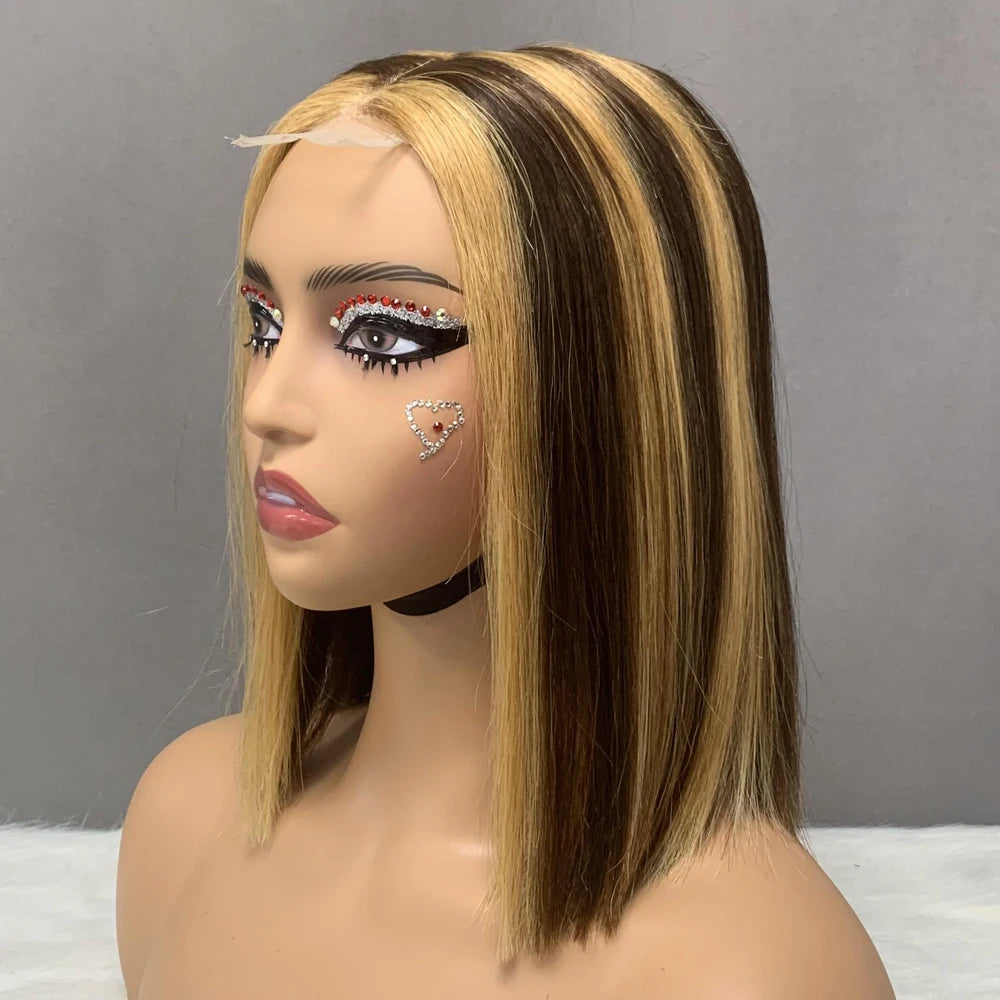 Bigsophy Super Double Drawn Vietnamese Hair Wholesale Piano Color Wig10Inches Straight 2X6 Closure Lace Bob Wig Hot Sell