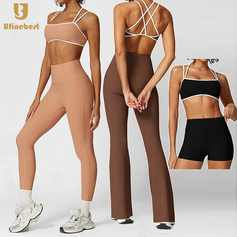 Hot New Arrival Women Rib Sportswear Active Gym Wear Set Fitness Clothing Gym Fitness Sets Women