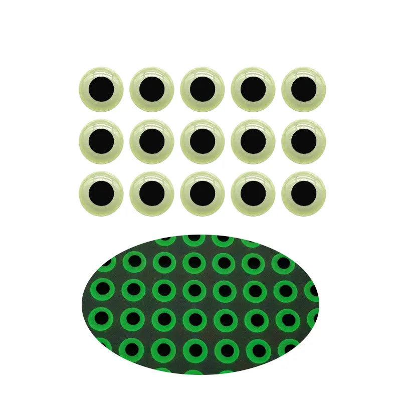 Fishing Lure Eyes 3mm-12mm Glow in the Dark Lifelike Fish Eyes Stickers 3d Eyes for Fly Fishing DIY Accessories