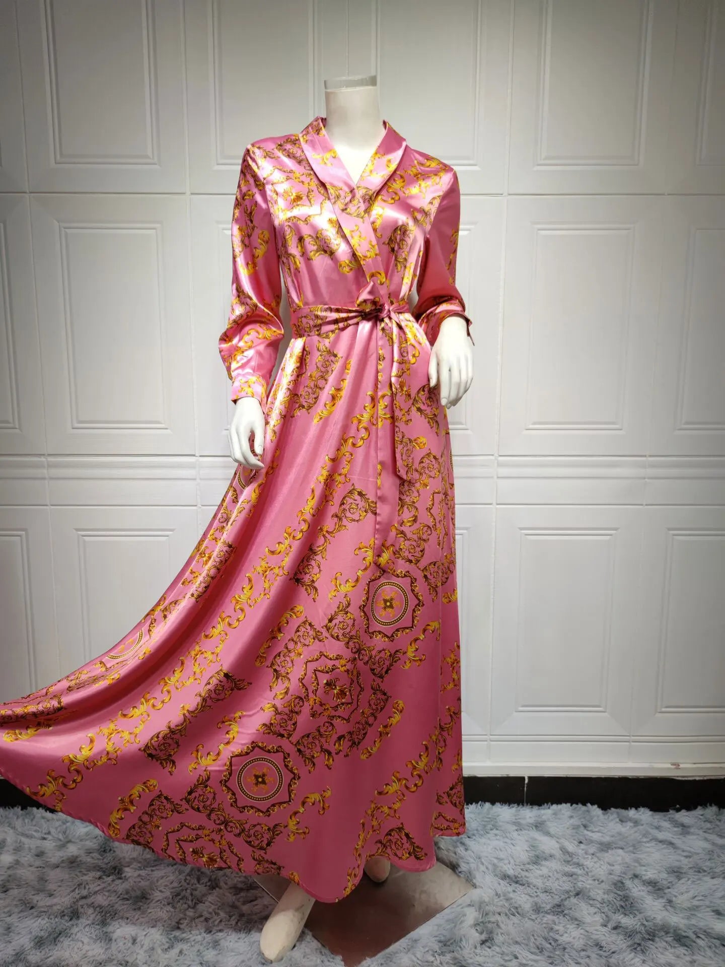 Dubai Abaya Turkey Satin Jalabiya Maxi Muslim Women Dress Long Sleeve Pakistani African Dresses Islamic Clothing Moroccan Kaf
