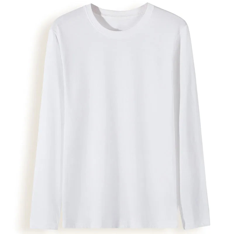 OEM custom logo embroidery printed design combed cotton round neck loose men and women's solid color long-sleeved T-shirt