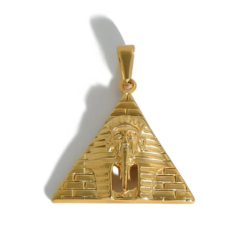 2025 Trendy Jewelry PVD Gold Plated Egyptian Pyramid Charm Stainless Steel Egypt Pharaoh Pendant for Women Men Necklace