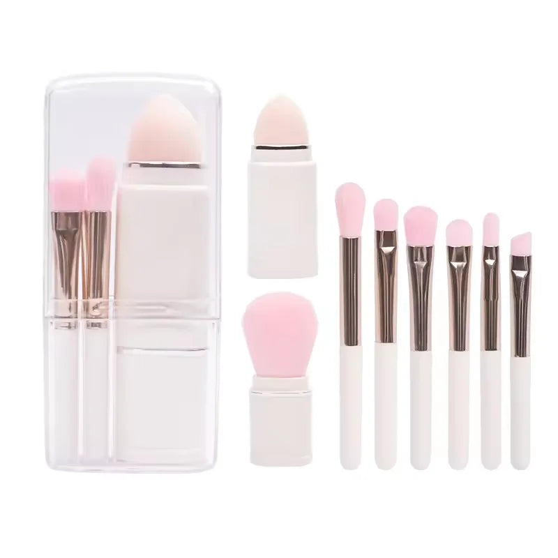 Professional 8 in 1 Portable Powder Blush Foundation Retractable Makeup Brush Set Cosmetic Beauty Tool