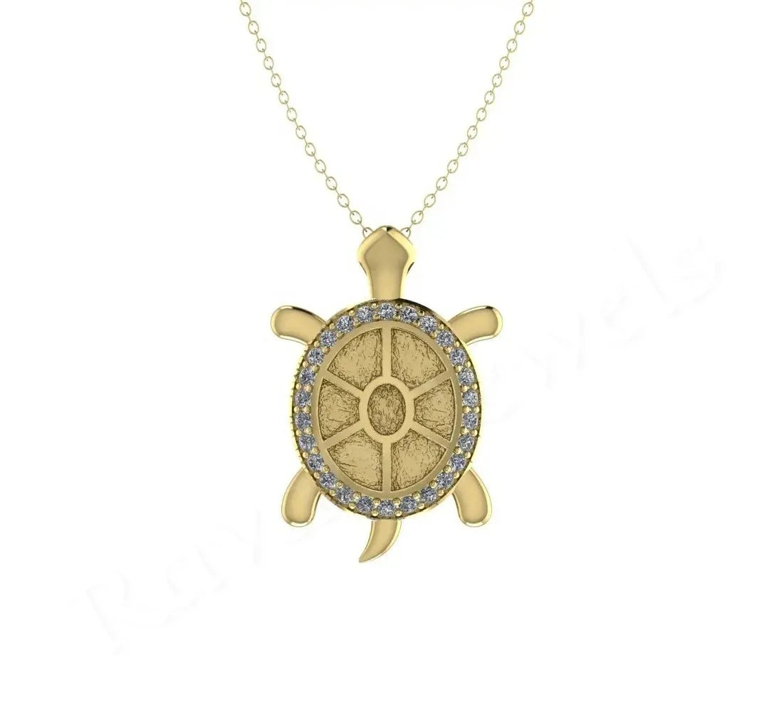 High Quality Wholesale 925 Sterling Silver 26mm Gold Plated Bezel Set Custom Color Turtle Shape Charm New Jewelry Finding