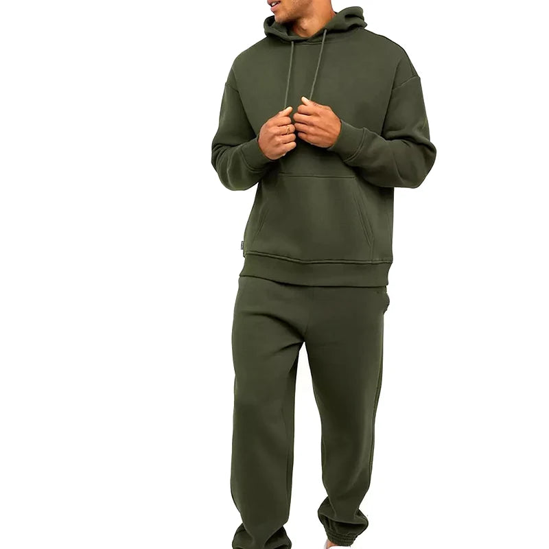 Active Wear Plus Size Solid French Terry Tracksuit Custom Sweatpants and Hoodie Set Eco-Friendly Breathable Unisex
