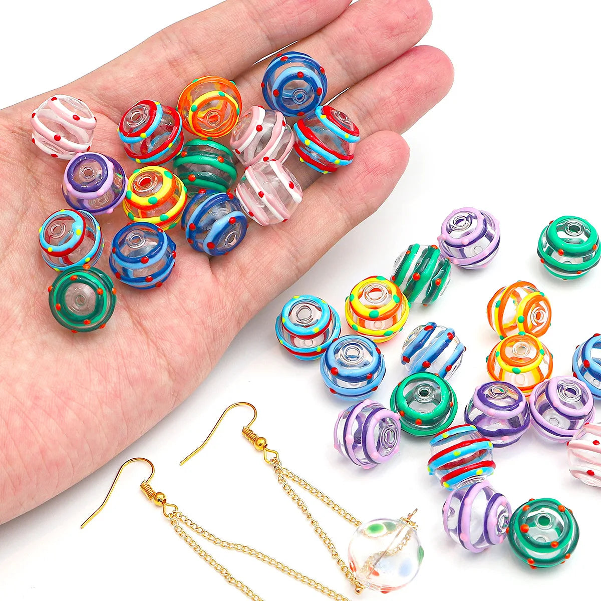 Wholesale Cheap Two Holes  Enamel DIY Making Glass Bubble Ball Beads for DIY Jewelry Findings Accessories Earring Making
