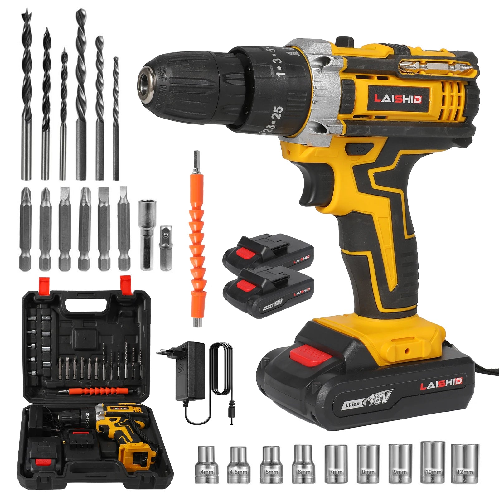 Taladro de impacto inalámbrico de 21V, destornillador eléctrico, taladro percutor eléctrico, Mini taladro manual inalám…