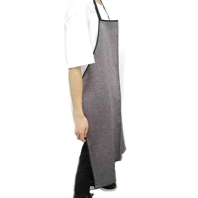 Bib Security Apron Cut-Proof Stab-Resistant Anti-Cutting Wear HHPE Material Sleeveless Kitchen Cleaning Use High Strength Grey