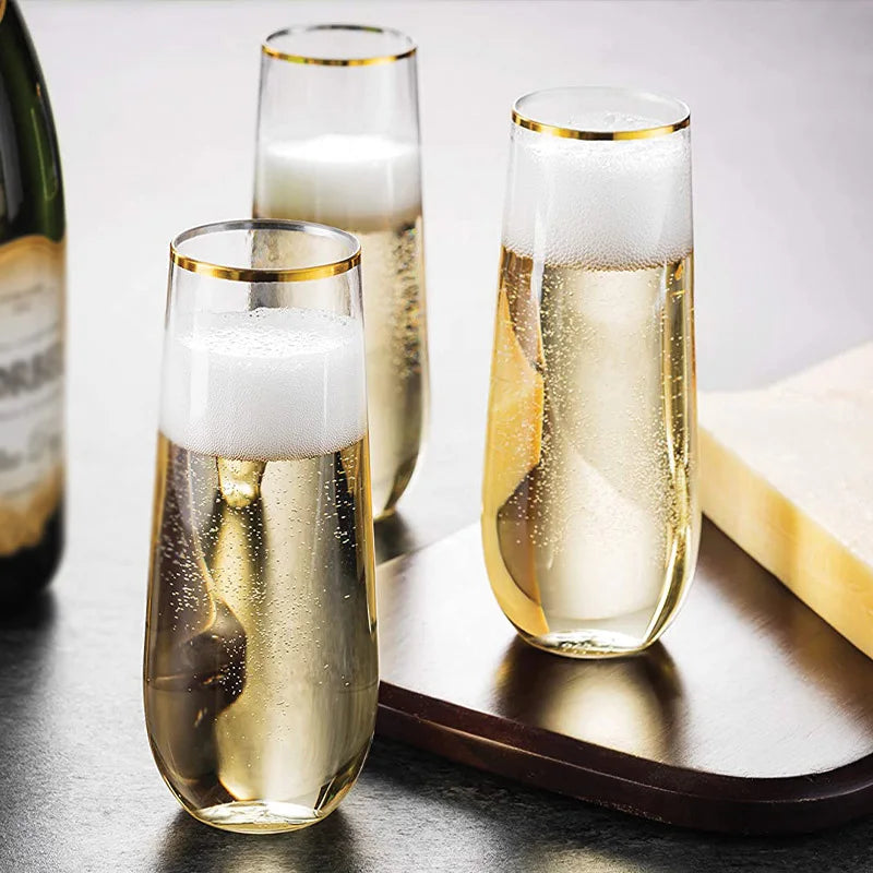 Modern Party Personalised Unbreakable Personalized Luxury Custom Wholesale Stemless Glasses Plastic Champagne Flutes